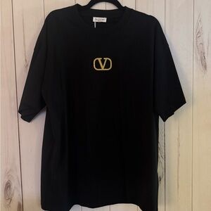Valentino Black Tee with Gold Logo
